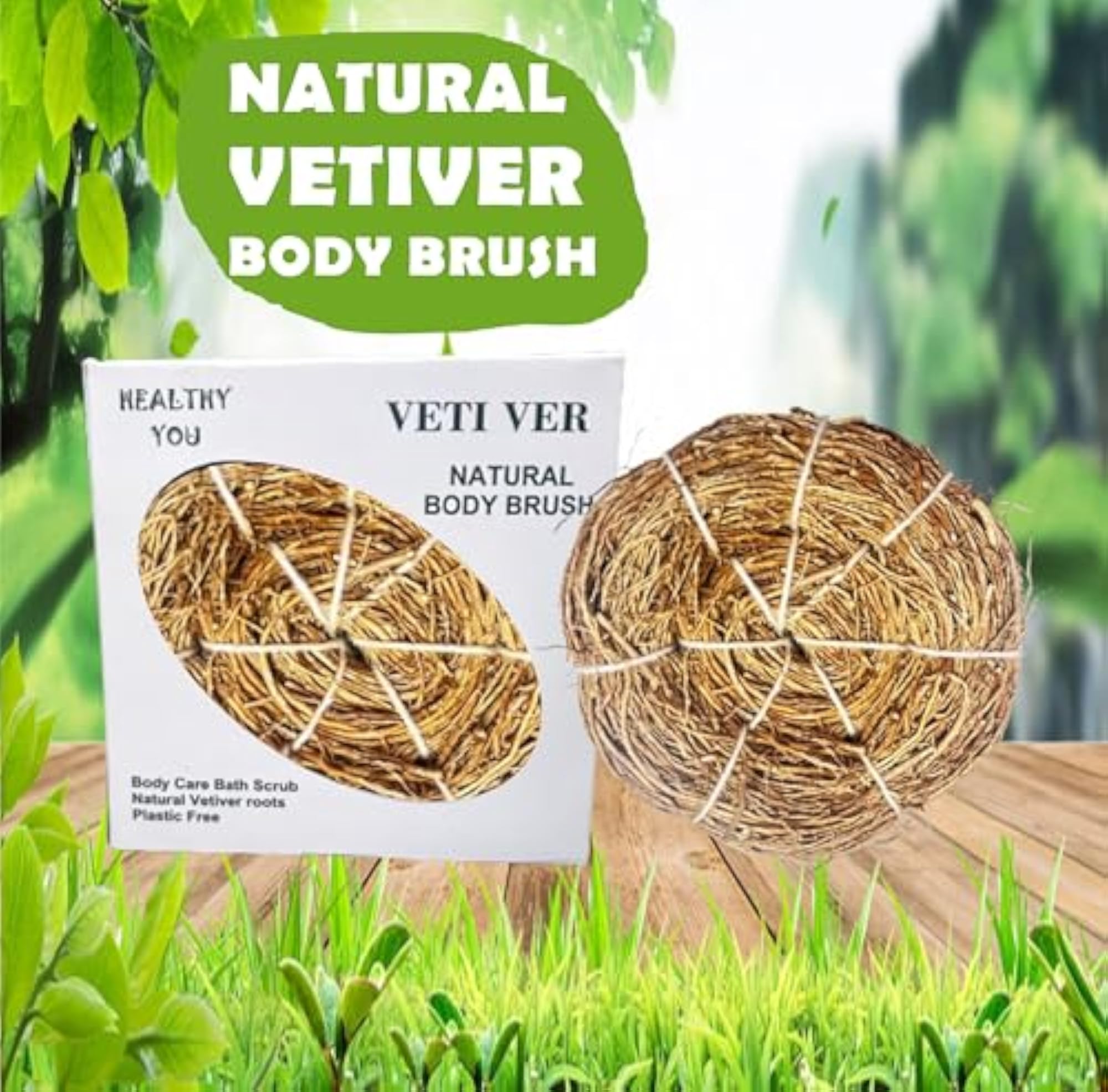 VETIVER BATH BRUSH LOOFAH, Natural Exfoliating Bath Supplies