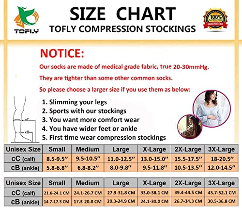 Tofly® Compression Stockings (Pair), Grade Firm Support 20-30Mmhg, Opaque, Unisex, Open Toe Knee High Compression Socks For Varicose Veins, Edema, Shin Splints, Nursing, Travel, Beige L #TOP4