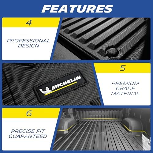 Michelin Truck Bed Mat for 2019-2026 Chevy Silverado/GMC Sierra 1500 5.8 FT / 69.9" Only (Not Fit Optional CarbonPro Bed), All-Weather Truck Bed Liner, Custom Fit, Durable TPE Bedliner, Non-Slip - 4