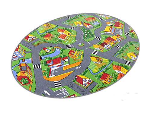 HEVO Stadt Land Fluss Teppich | Kinderteppich | Spielteppich 125x195 cm Ellipse