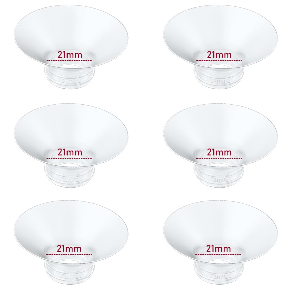 Flange Insert 21mm 6pcs Compatible with Momcozy M5/M9/M6/S12 Pro/V1 Pro/V2 Pro,for Spectra/Medela/MomMed/eufy/Lansinoh/Elvie Breast Pump, Fit for 24mm Flange/Shield of Most Pumps, Breastfeeding Parts