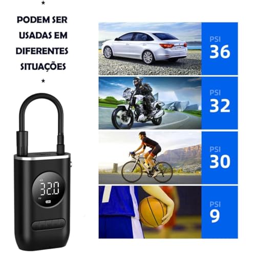 Calibrador Compressor Sem Fio Digital Para Encher Pneu De Carro, Bike, Moto, Bolas Bomba de Ar Elétr