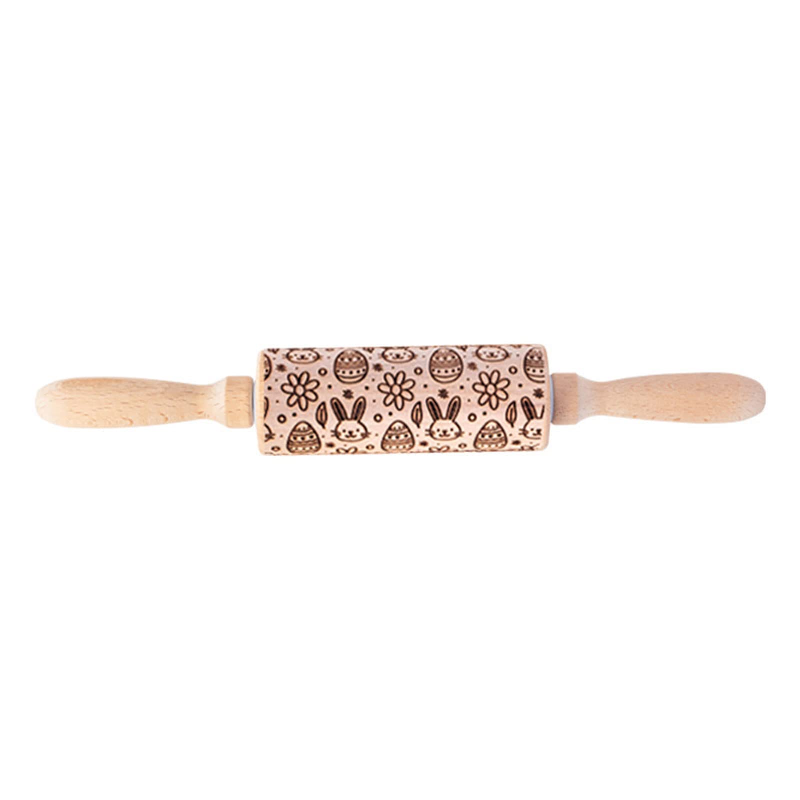 Buxuaaaa Wood Easter Carrot Embossed Rolling Pin Engraved Rolling Stick Pin Baking Dough Roller Baking Accessories Embossing for Cookie Fondant Dough Roller Pastry for Engraved Stick