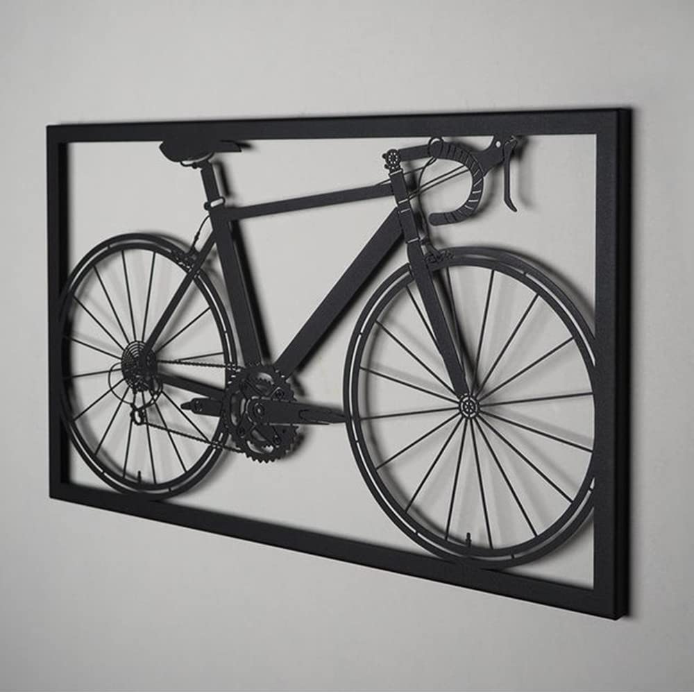 YYDX Fahrrad-Wand-Kunst-Metall-Wand-Dekor, Fahrrad-Dekor, schmiedeeiserne dekorative hängende Silhouette, rustikale Küche, Büro, Wohnzimmer, Zuhause, Geschenk, 48 x 28 cm