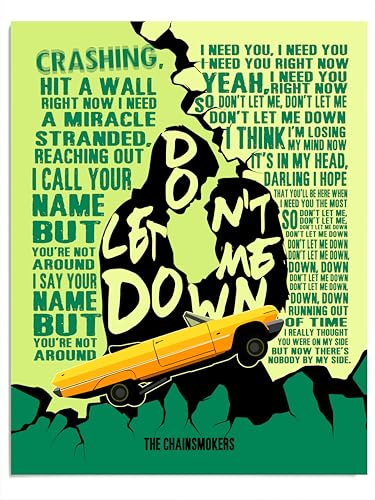 Don't Let Me Down - Love Song Room Decor Aesthetic Wall Art, The Chainsmokers Music Posters For Living Room Decor Aesthetic, Home Decor, Bar Decor, Bedroom Decor & Man Cave Decor, Unframed - 11x14