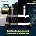 ProtectX High Visibility Waterproof Safety Jacket for Men, Hi Vis Reflective Winter Construction Work Bomber Jacket, Black, Large