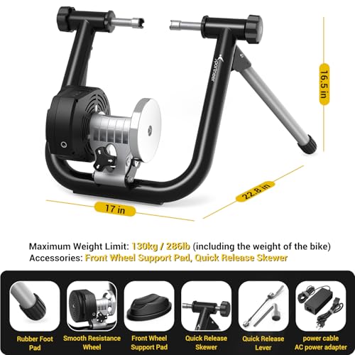 Sportneer Bike Trainer: Smart Bike Trainer Stand for 26-29" & 700C Wheels - Stationary Bike Stand with Bluetooth 4.0 & ANT+ Connection, Compatible with Zwift Onelap, Powerfun Rouvy AR App