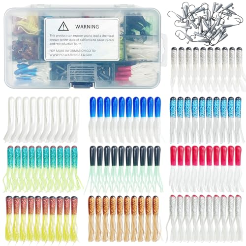 Leurres de peche crappie tube avec têtes plombees jigs caoutchouc perche truite