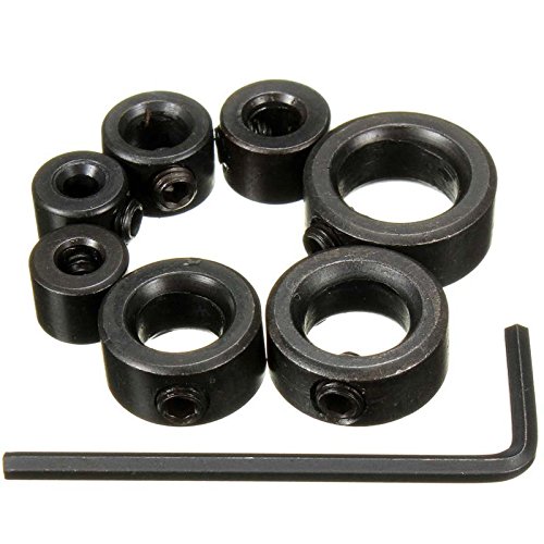 Generic 7 in 1 Woodworking Drill Bit Depth Stop Collars Ring Positioner Drill Locator 3 4 5 6 8 10 12 16mm +Wch