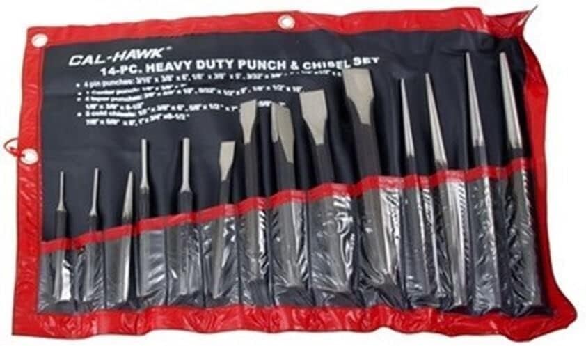 For 14 Piece Heavy-Duty Mechanic's Steel Metal Punch and Chisel Tool Set