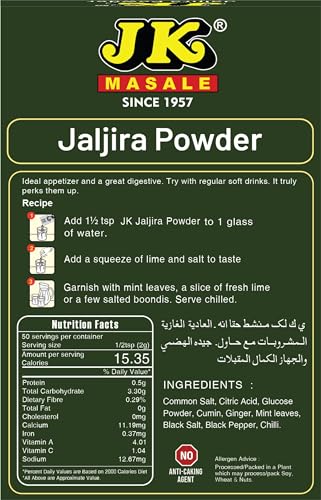 Image of JK Jal Jira Powder | Jaljeera Masala Powder Box | Blended Spice Mix | Summer Drink Masala | Hygienic | No Preservatives | 100g Pack of 7