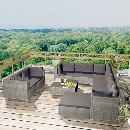 Mogou 10-TLG. Garten-Lounge-Set mit Auflagen, Gartenlounge, Balkon Möbel, Terrassenmöbel, Lounge Gartenmöbel Set… – Bild 7