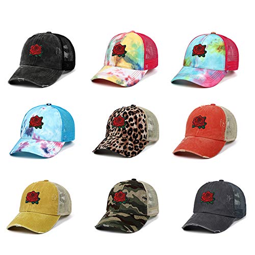 Boné de beisebol – Bordado de flor rosa – Boné ajustável para uso ao ar livre para homens e mulheres