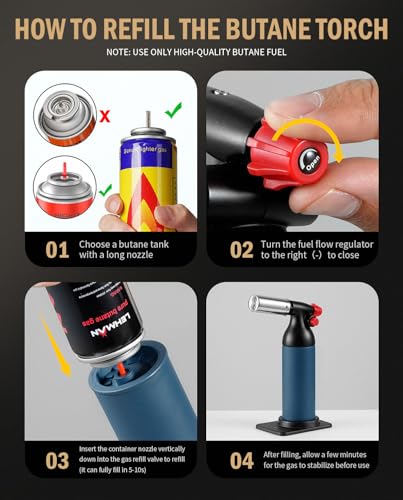RAVS Dual flame butane torch lighter, Kitchen torch lighter for creme brulee, Refillable cooking torch gun for BBQ, food torch for cooking, searing steak, culinary torch, Butane is Not Included