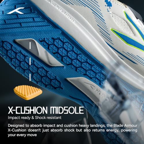 Image of Hundred Blade Armor Badminton Shoes (Non Marking) |Indoor Sports | Lightweight & Breathable | Airflow Mesh Upper | X-Cushion Midsole | Active Grip Outsole | Heel Support