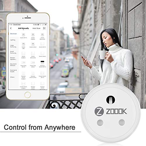 Image of Zoook Smart Connect 10A Wi-Fi Smart Plug with Power Meter, for Low Power Appliances (Type D) Compatible with Alexa & Google Assistant (No hub Required)