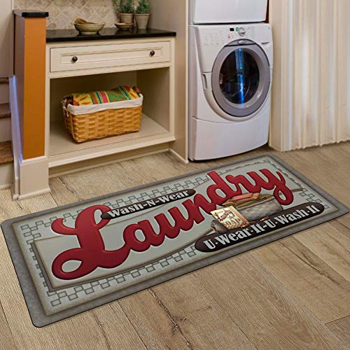 Abreeze Vintage Rug for Laundry Room Nonslip Rubber Backer Mat Floor Runner Durable