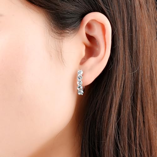 Light Blue Earrings for Women, Solid 925 Sterling Silver Hoop Earrings, Oval Cut Light Blue Gemstone, Rhodium Plated Fine Jewelry, Classic Elegant Gift for Her2