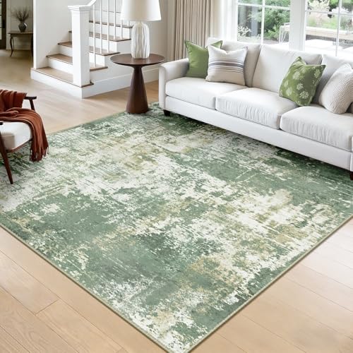 RELEANY Washable Square 8'x8' Area Rug for Living Room Light Green