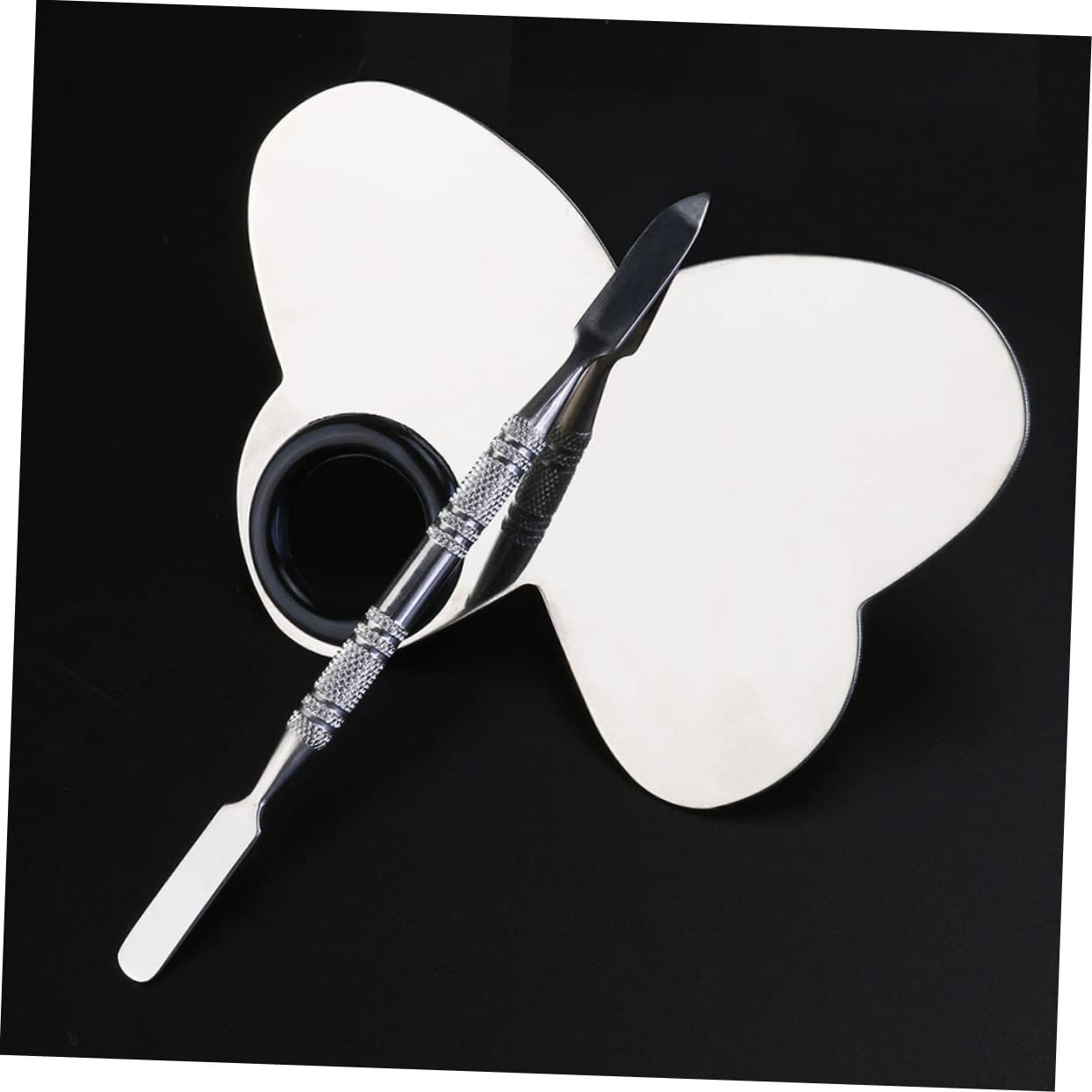 NOLITOY Gel Nail Art Palette Tool Set Stainless Steel Butterfly 5-hole Spatula for Easy Manicure Art