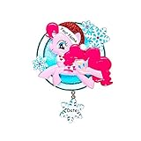Personalized Officially Licensed My Little Pony Character Pinkie Pie in Glittered Santa Hat with Winter Scarf and Snowflakes Custom Christmas Ornament with Your Custom Name and Year (Optional)