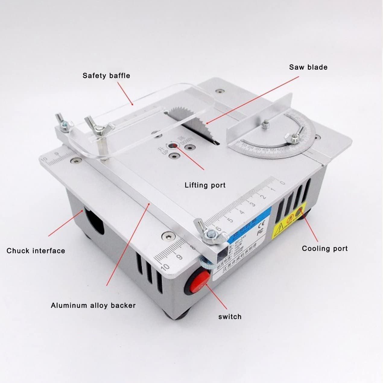 Ręcznie wykonana piła stołowa DIY 96 W, 5000 obr./min mini piła stołowa hobby, 7-biegowa regulowana zasilacz, do modeli hobbystycznych, narzędzie tnące