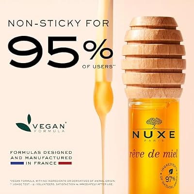 NUXE Reve de Miel Honey Lip Gloss With Vitamin E and Lavender for Moisturized Shiny Lips, 97 Percent Natural, 0.33 Fl Oz