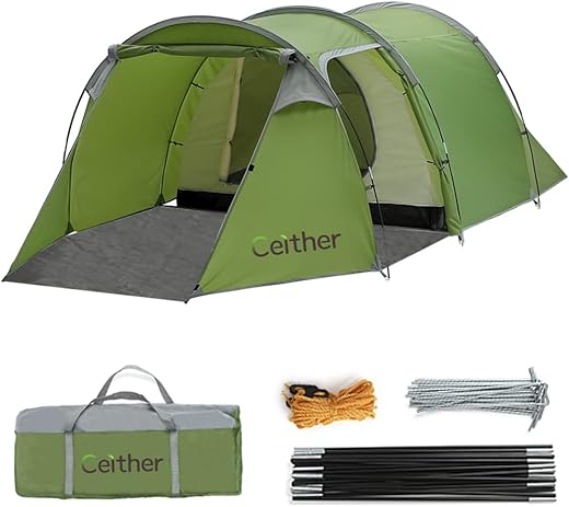 Ceither Camping Tents 4 Person Backpack Portable Lightweight Waterproof Tunnel Tents with...