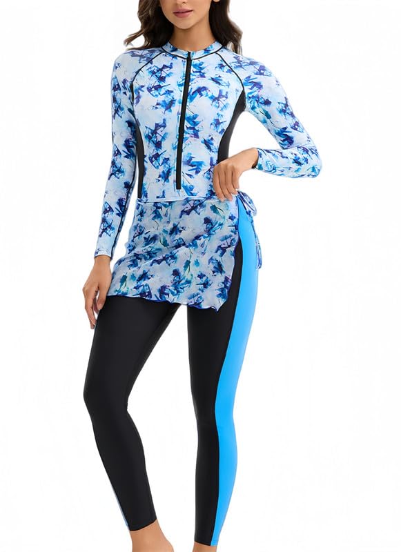 Burkini islámico de una pieza con pañuelo de gasa bañador modesto