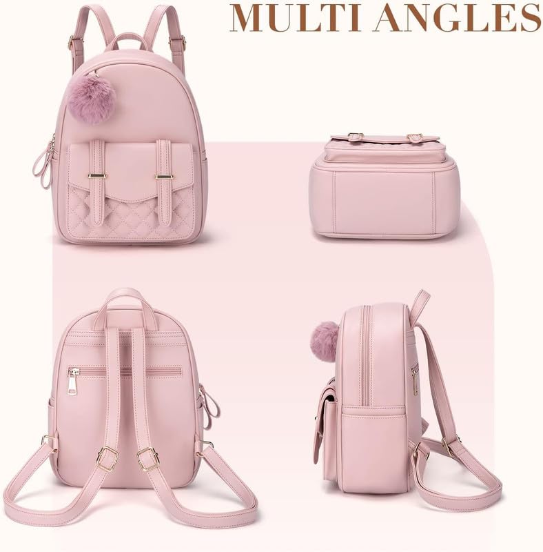 Image of ShopyVid Mini Backpack for Women Cute Small Backpack Purse With Pompom