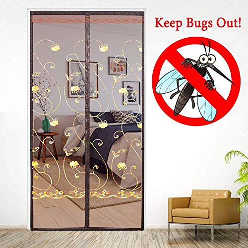 Preisvergleich Produktbild Nobuddy Fliegengitter Tür Ohne Bohren Magnet Insektenschutz, Fliegenvorhang Klettband Selbstklebend, Moskitonetz Magnetverschluss, Full Frame, Terrassentür Balkontür / A:Brown / 85 * 210CM