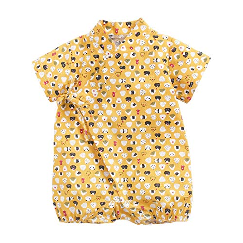 Image of PAUBOLI Baby Kimono Romper Japanese Sakura Cotton Infant Comfy Pajamas 3-24 Months