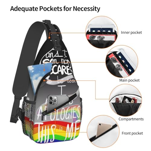 LGBT Rainbow Gay Pride I Am Not Scared To Be Seen Crossbody Sling Bag Shoulder Backpack Chest Bag Casual Daypack Outdoor Fanny Pack Adjustable Sports Bags for Gym Travel Hiking3