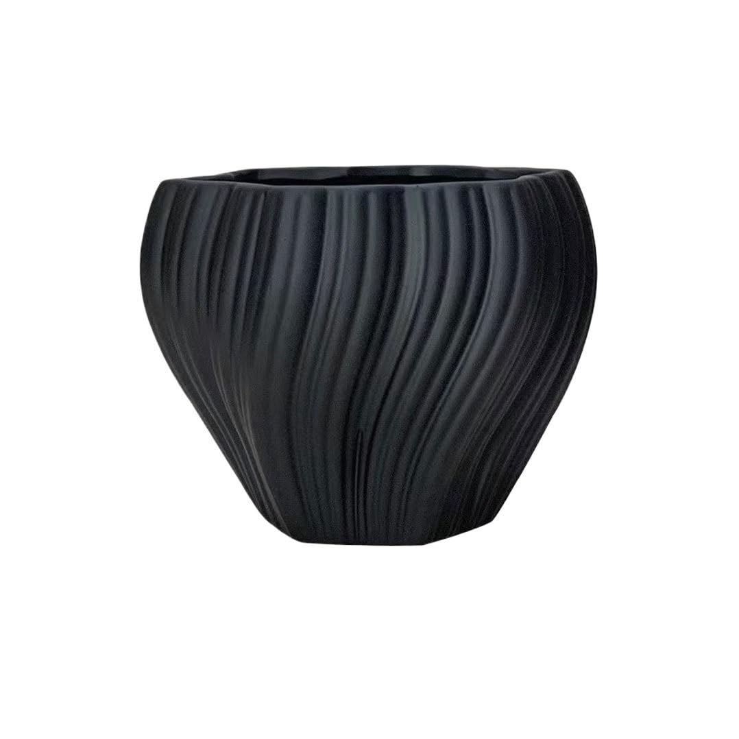 HLHLOP777 Flower Pot Round Flower Pot with Curved Texture Ceramic Desktop Plant Pots, for Living Room Bedroom Windowsill Garden Decoration (2 Colours) House Plants, Succulents, Flowers