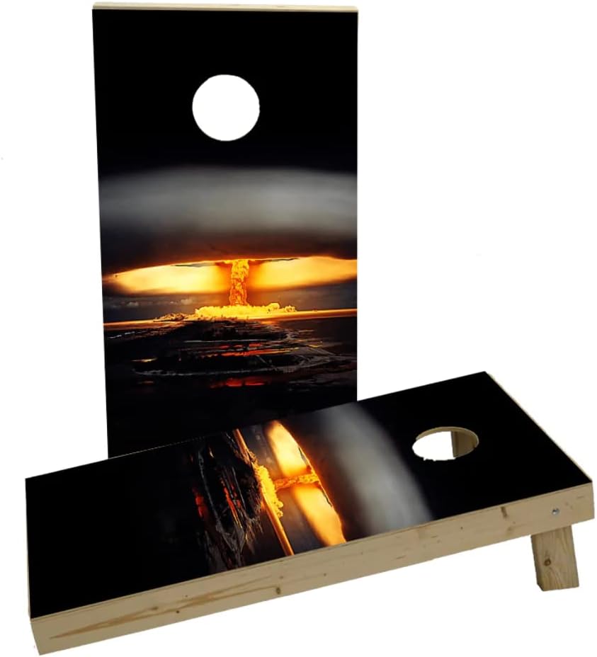 Nuclear Bomb Explosion Custom Cornhole Board Game Set