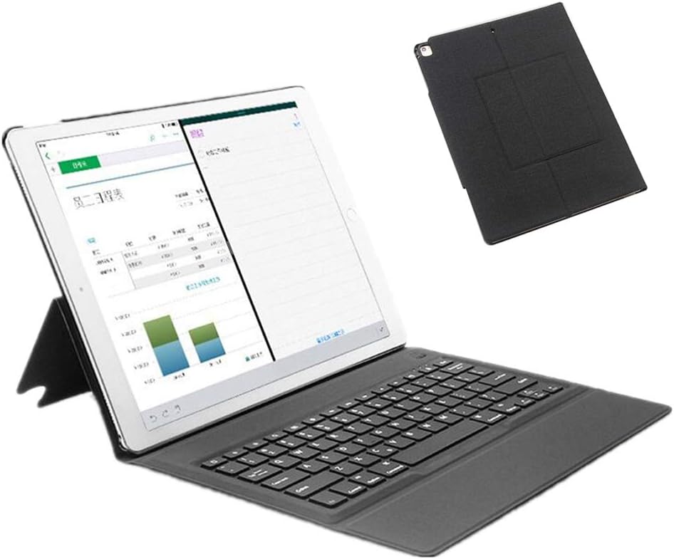 for iPad Pro 12.9 1st & 2nd Generation Keyboard Case,Slim Lightweigh Folio Shell Protective Stand Leather Cover for iPad Pro 12.9 inch 2015 & 2017 Black