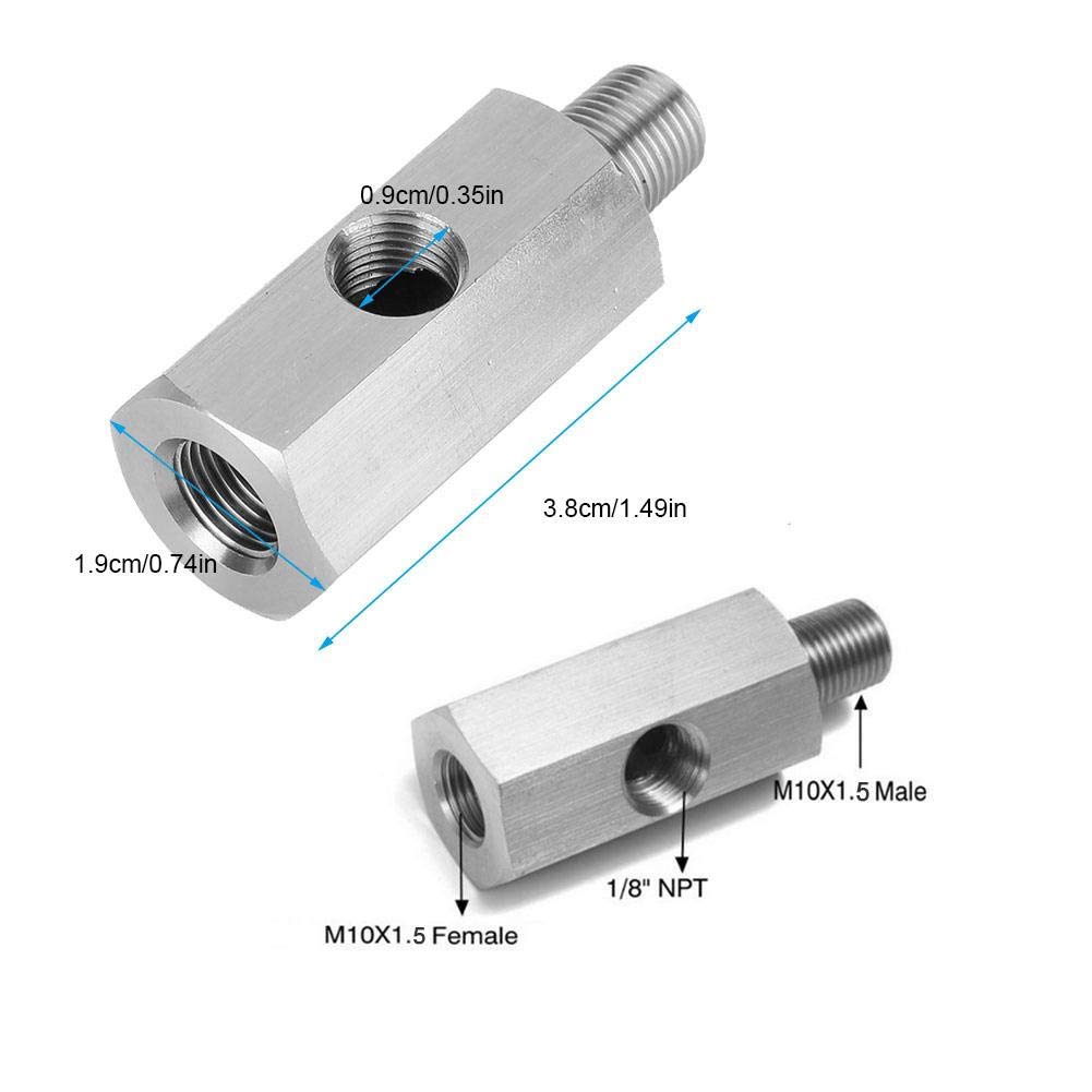 Adattatore sensore pressione olio, acciaio inossidabile M10 Sensore pressione olio adattatore T a NPT Turbo Fornitura (argento)