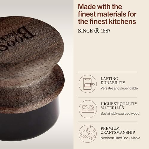 Image of John Boos Oil & Cream Round Applicator for Wood Cutting Boards, Butcher Blocks & Utensils, Walnut - Solid Hardwood Handle, Silver Ion-Treated Sponge, Storage Cap, Easy and Even Application