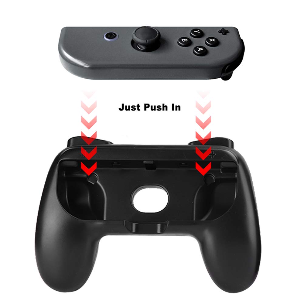 Ergonomicznie zaprojektowana czarna obudowa kontrolera gier, uchwyty do gier, dla Nintendo Switch Joy-Con Nintendo Switch Games Grips Obudowa Joypad(Czarny + czarny 2 opakowania)