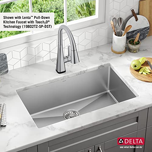 DELTA FAUCET Delta Lenta 30-inch Undermount 16 Gauge Stainless Steel Single Bowl Kitchen Sink with Accessories, 953034-30S-SS, Satin by DELTA - Image 3