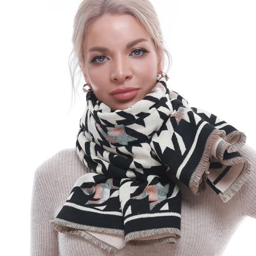 SWAT PANY Scarf for Women Pashmina Blanket Shawls and Wraps Winter Warm Scarves White/Black