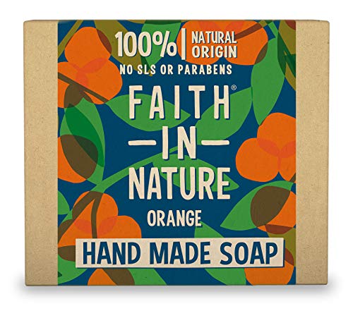 Faith in Nature Sapone Naturale per le Mani all'Arancia, Disintossicante, Vegano, senza Parabeni e SLS, non Testato su Animali, 100 g