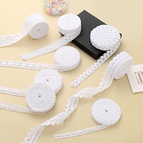 ToBeIT 40M spitzenband Vintage aus Baumwolle- Weiß spitze Dekoband Zierband Spitzenstoff Spitzenborte für Nähen Handwerk Hochzeit Deko Scrapbooking Geschenkbox (Weiß40meter) Cover