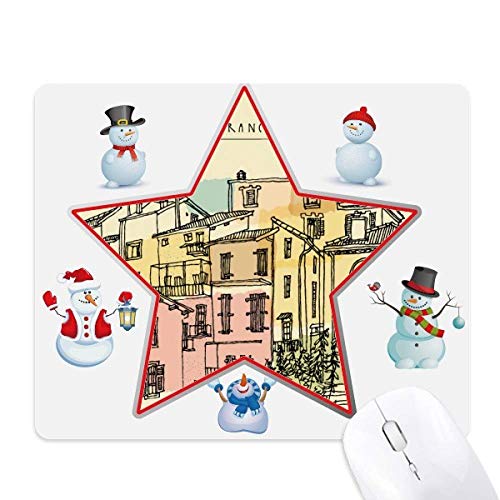 Tapis de souris Peinture France Colorée Mairie Bonhomme de Neige Étoile pour Souris Optique