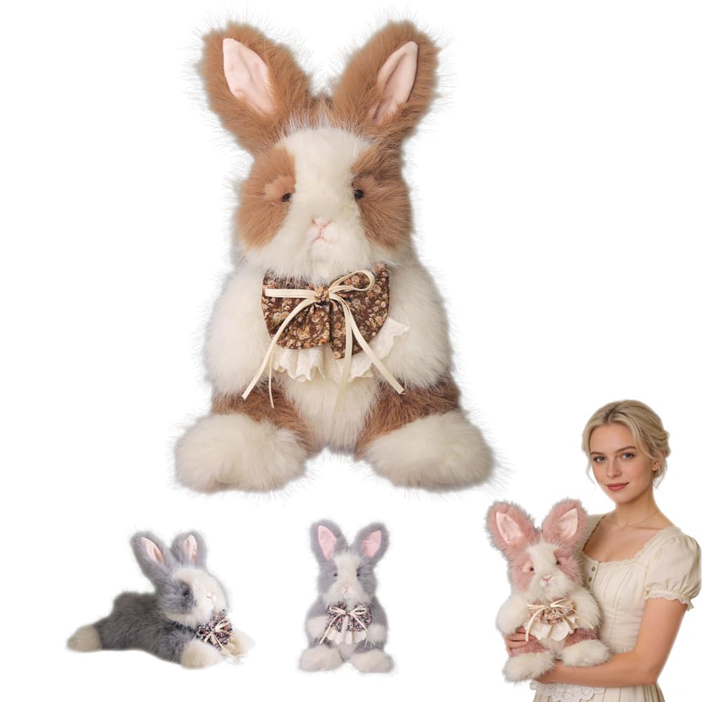 Nuyiac Weighted Rabbit Plush, Soft Plush Toy for Stress Relief & Calming, Cute Bunny Plushies Soft Bunny Anxiety Toy Gift (Coffee Sitting Posture, 35CM)
