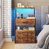 AOGLLATI 3-Drawer LED Nightstand