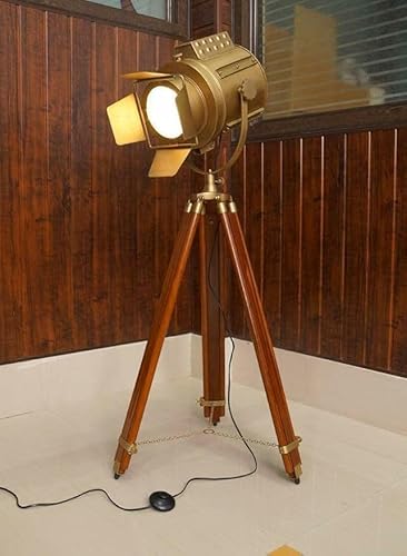 TEMIROMIZIDA Vintage Marine LED Tripod Floor Lamp Nautical Theater Spotlight Floor Lamp Maritime Home Decorative