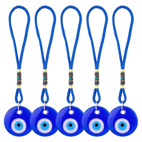 CRAFTYMELODY 5 piezas azul mal de ojo coche colgante adorno amuleto de la suerte turco griego amuleto coche accesorios colgante protección del hogar bendición ornamento
