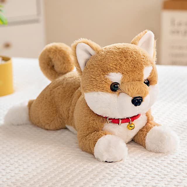 AEPRO - Lifelike Shiba Inu Dog Plush Тоуs Simulation Stuffed Puppy Corgis Dill Soft Kawaii Cartoon Animal Pillow Gift for Kids Children (brown 50cm)