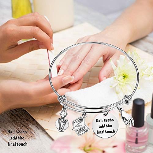 Image of BAUNA Manicurist Bangle Bracelet Nail Technician Jewelry Nail Techs Add The Final Touch Nail Graduation Gift for Nail Artist Beautician